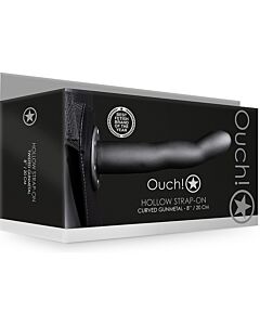 Ouch - Curved Metallic Hollow Strap-On - 8'' / 20 cm