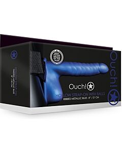 Hollow harness with blue testicles - 21 cm - Ouch