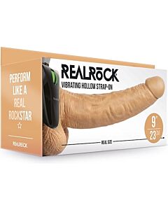 Realrock Hollow Vibrating Strap-On with Testicles - 9'' / 23 cm