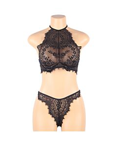 Top and Panties Set Black Sizes 4XL-5XL