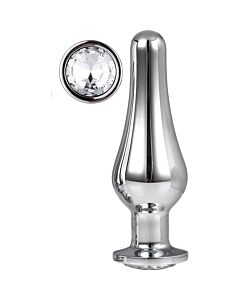 Shiny Silver Pleasure - Aluminum Butt Plug with Jewel