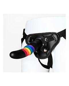 Rainbow Strap On Dildo