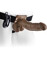 Arnés con pene vibrador 18 cm marrón