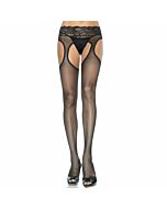Leg Avenue tights in black lace garter belt effect waist