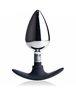 Dark invader - metal and silicone anal plug, large - silver