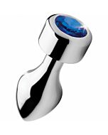 Aluminum plug with blue gem - long