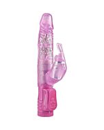 Pink vibrator with clitoral stimulator