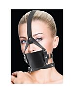 Ouch black leather gag with adjustments