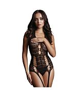 Le désir - lace bodysuit with garters - black