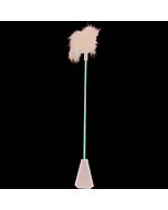 Leather whip with feathers