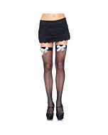 Leg avenue black net stockings with white bow