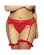 Queen lingerie thong and garter belt floral motifs plus size