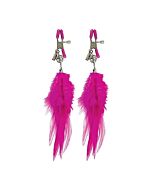 Fetish fantasy nipple clamps with pink feathers