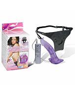 lila vibrator and adjustable braguita Arnes 18cm,