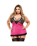 2pc chemise & pantyset with garters - body rosa con liguero