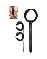 Long leather cuff - black