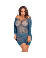 Open season off shoulder lace dress - blue