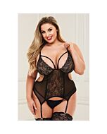 2pc lace & mesh chemise garterset - body encaje con liguero