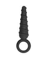 No. 60 - dildo anal con anillos de metal - negro