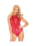 Body con encaje y transparencias - rojo
