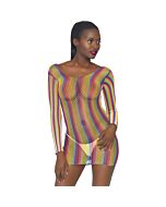 Red mini dress with long sleeves - rainbow