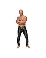 Pantalones efecto mojado con pliegues pvc - negro