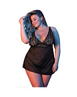 Sexytime - v back nightdress - black