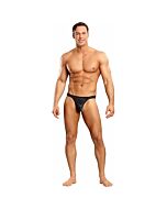 Male power black satin thong