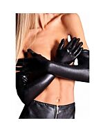 Long wetlook guantes largos negro