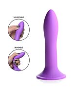 Squeezable slender silicone dildo - purple