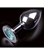 Plug anal jewelery large silver / turquoise