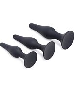 Triple spire silicone anal training set - black