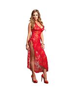 Leg avenue long dress with side interlacing and thong red suit