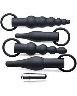 3x premium ringed rimmers anal training kit - black