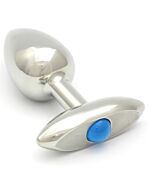 Rosebuds pressed steel anal plug glass 65 x 30mm aquamarine