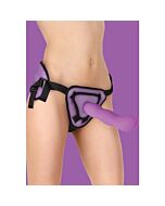 Arnés deluxe con dildo silicona - 25,5 cm - morado