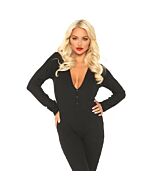 Long jumpsuit with back opening - black