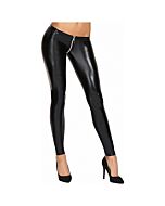 Valera wetlook zipper leggins negro