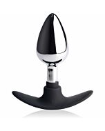 Dark invader - metal and silicone anal plug, medium - silver