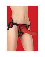 Arnés deluxe con pene silicona 25,5 cm - rojo
