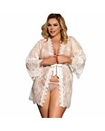 Subblime queen plus peignoir con bordados y manga de campana blanco