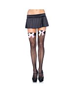 Leg avenue black net stockings with pink bow
