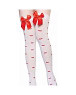 White patterned stockings red bow