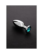 Jeweled plug metálico mediano con perla azul claro