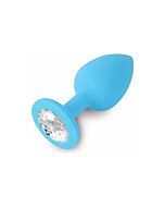 Plug anal jewelery Blue Silicone / Diamond