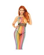 Halter long dress with perforated detail - rainbow