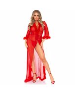 Leg avenue peignoir bordes marabu rojo talla unica