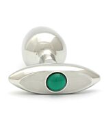 Rosebuds pressed steel anal plug glass 65 x 30 mm green