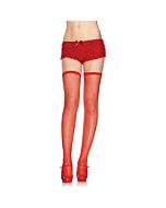 Leg Avenue fishnet stockings with red garter