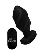 Swirled vibrator plug with remote - black